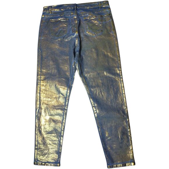 DD2 Gold Accent Blue Jeans High-Rise Stretch Ankle Leg Plus Size 3XL Women's - Picture 2 of 6